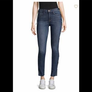 Frame jeans with leather stitching ties - size 24